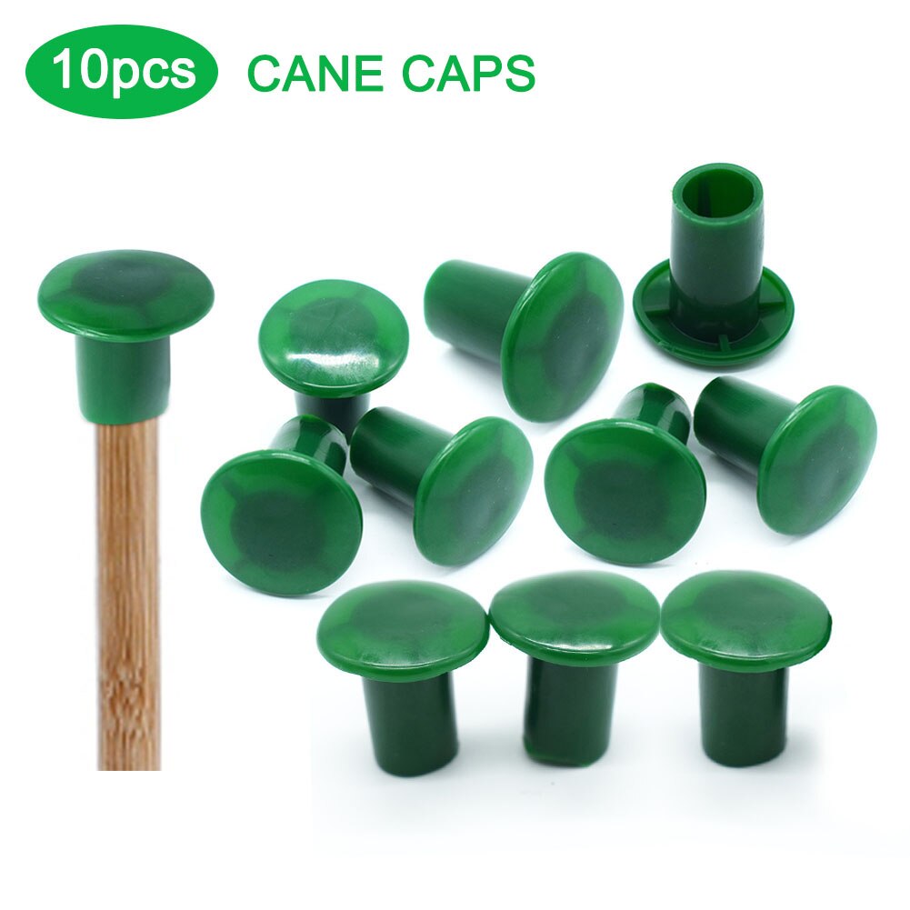 10 stk grønne pvc bambus stok topper beskyttere vandreture stangspidser cap udskiftning walking alpenstock runde ærmebetræk: Default Title