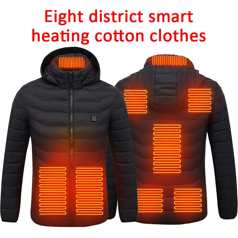 Elektrische Heizung Jacken draussen Weste USB Langen Ärmeln Mit Kapuze Elektrische Heizung Weste Warme Winter Thermische Kleidung Jacke Neue: Schwarz XL