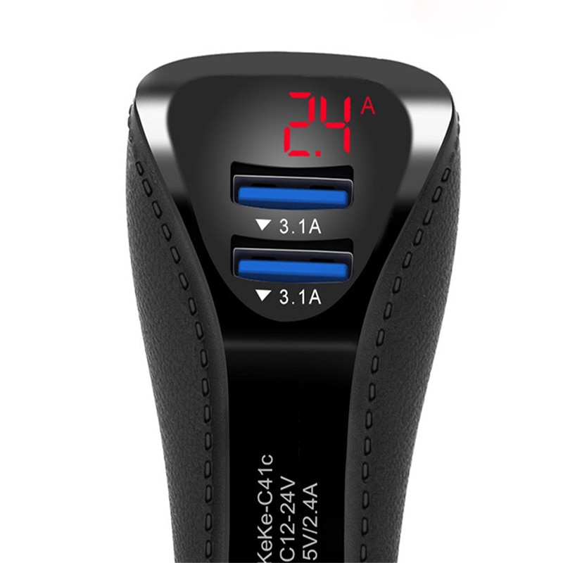 Multifunctionele Digitale Autolader Dual Usb Interface Mini Charger Adapter Voor Iphone Huawei Samsung Galaxy