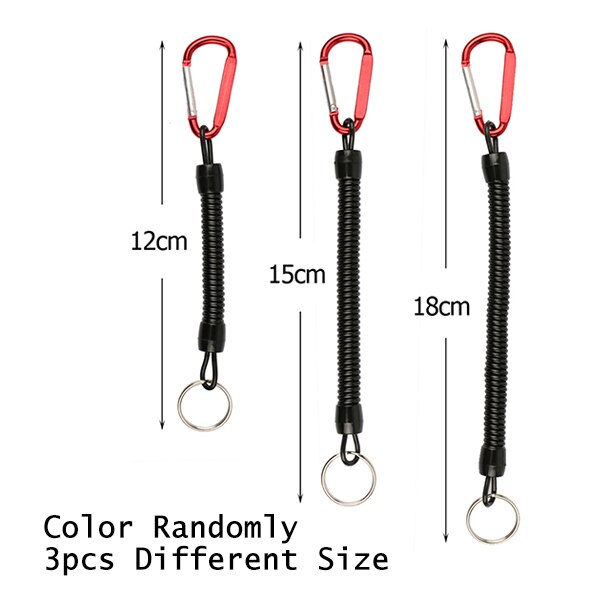 Goture 3pcs Fishing Lanyard 12cm/15cm/18cm Boating Fishing Rope Retractable Coiled Tether with Carabiner for Pliers Lip Grips: 3pcs mixed size