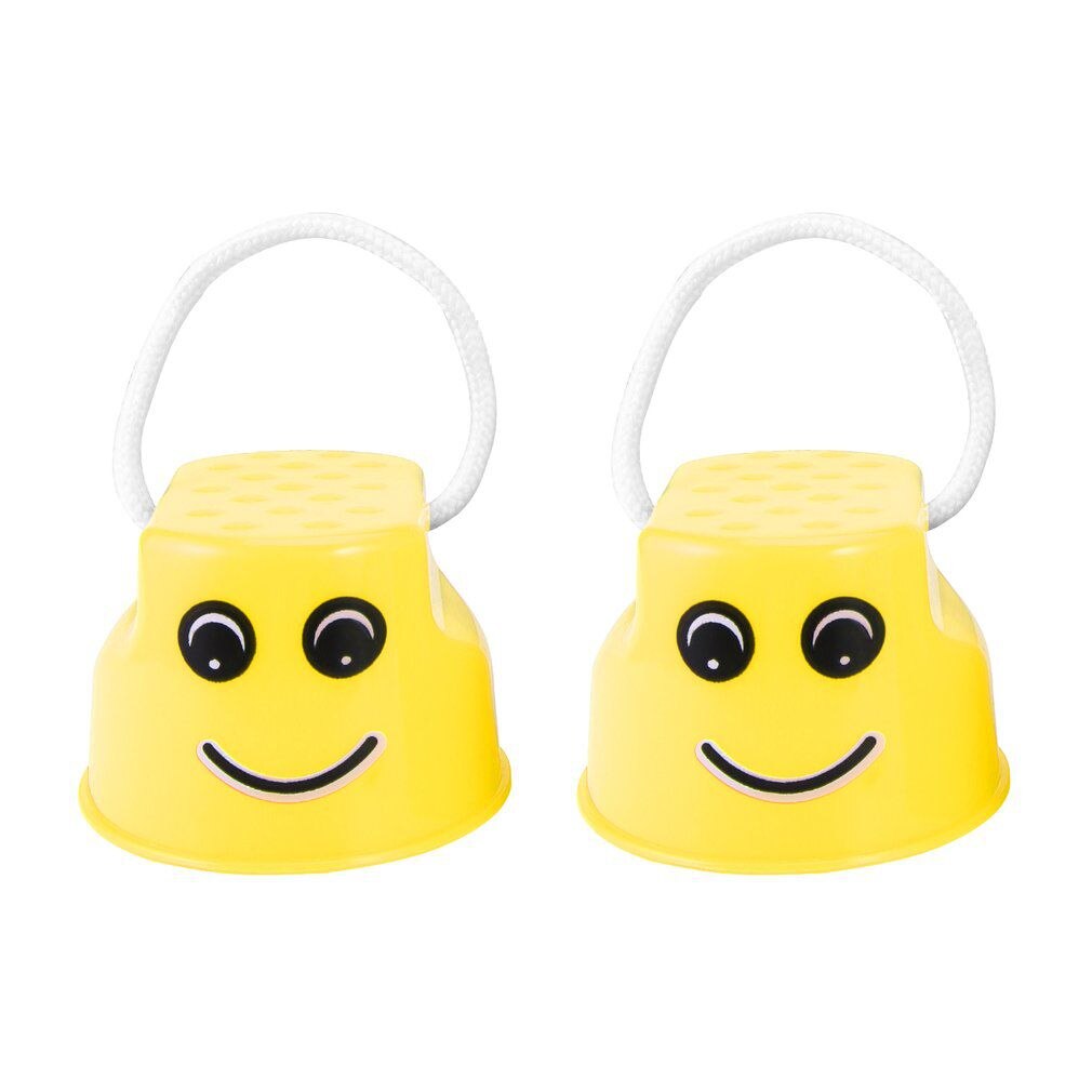 OCDAY 7 Farben 1pc Spaziergang Stelzen Jump Spielzeug Kunststoff Lächeln Gesicht Muster Kinder Outdoor Fun Sport Balance Training Spielzeug beste: Yellow