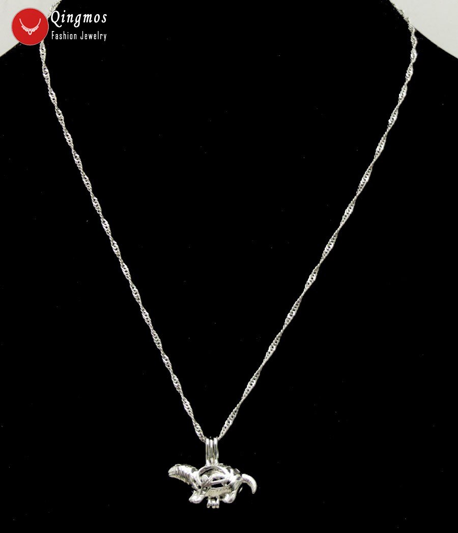 Qingmos życzenie Pearl 20*24mm wydra klatka Chokers naszyjnik dla kobiet i modny Oyster miłość perła wisiorek i naszyjnik Chain-who3658