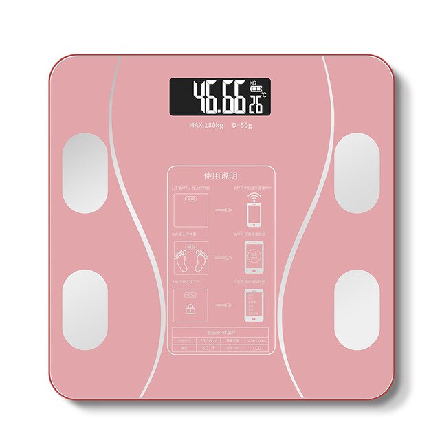 baño peso corporal básculas de peso personas balanza para pesar equilibrio balgrasa digitales corporal Básculas de baño Bluetooth Báscula digital de cocina electrónica de alta precisión con compatibilidad inalámbrica: Pink