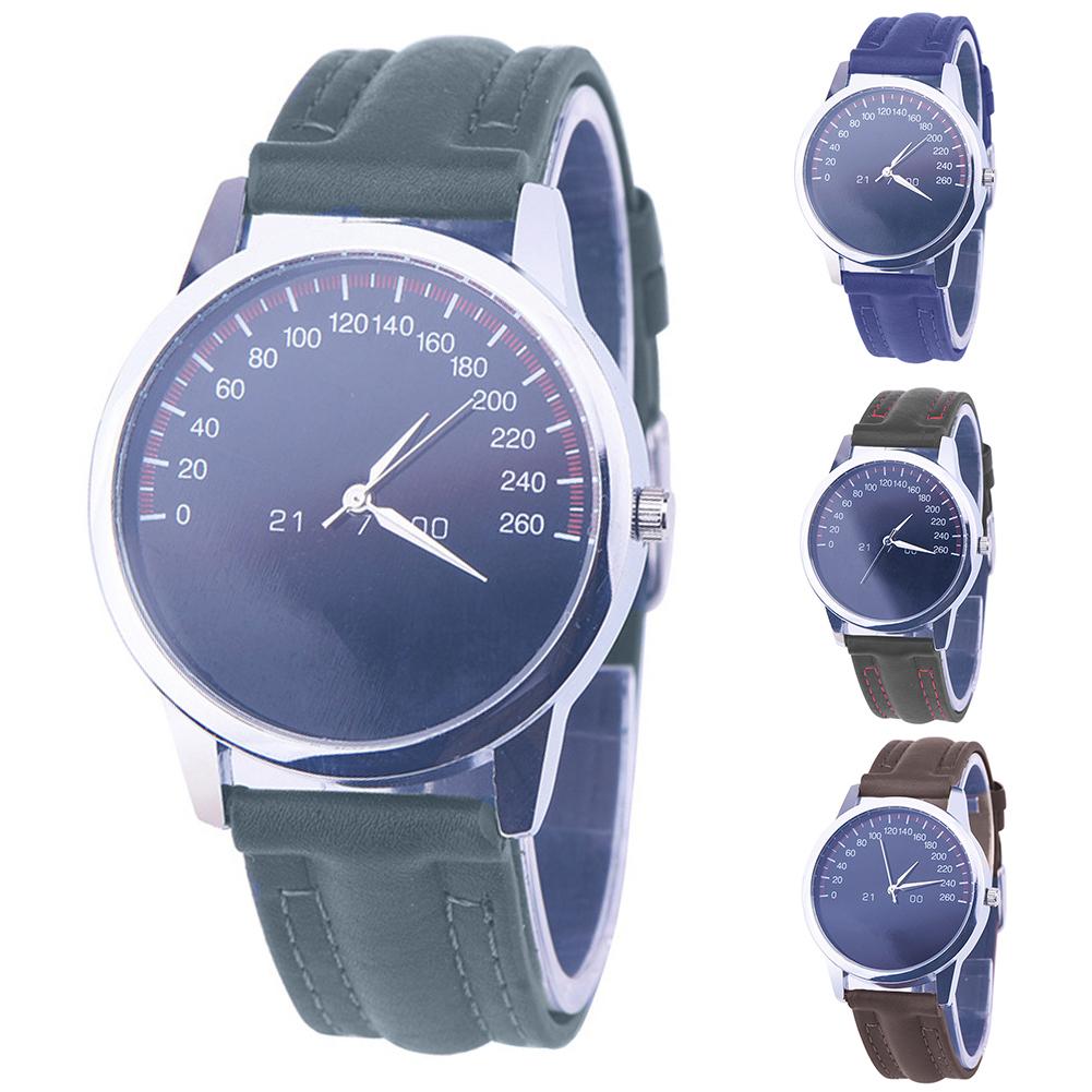 Unisex Auto Dash Board Ronde Dial Faux Lederen Band Analoge Quartz Zakelijke Horloge Paar Horloge