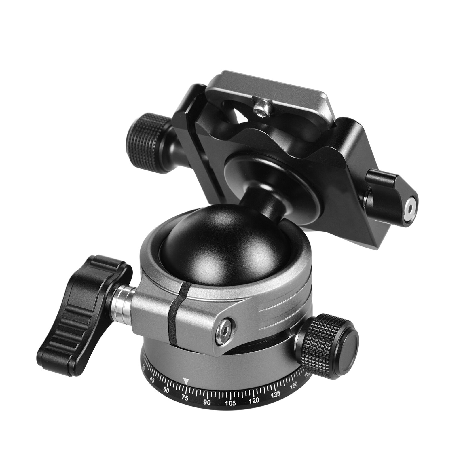 Testa a sfera panoramica doppia in lega di alluminio CNC baricentro basso Design a U singolo con attacco a vite da 1/4 pollici per DSLR ILDC