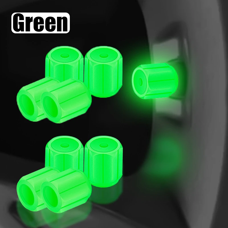 Luminous Car Tire Valve Caps Plastic Red Motorcycle Bike Tyre Valve Caps Wheel Hub Glow Decoration Dustproof Tyre Rim Stem Cover: Gold
