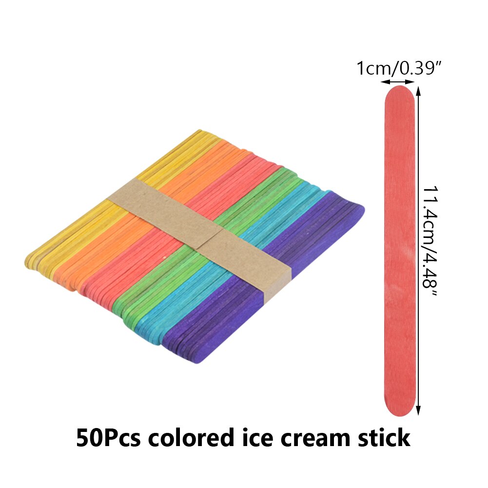 Palito de cubitos de hielo para niños, 50 Uds., accesorios para manualidades, palos de paleta, palos de polo, herramientas para crema de piruleta: 06