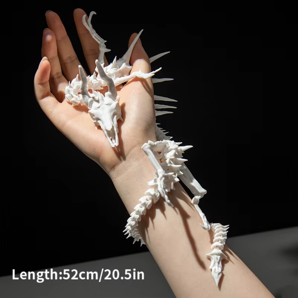 3D Printed Dragon Skeleton Model Full Body Movable Ornaments Joint Skull Dragon Collectible Figurine Animal Model