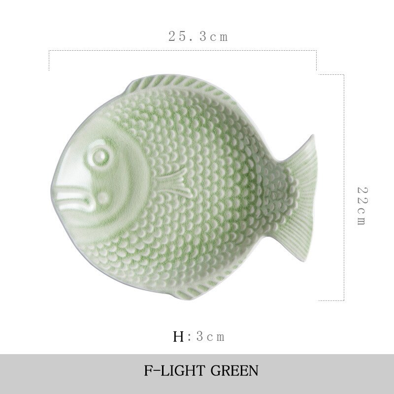 Série de peixes gelo crepitação esmalte placa cerâmica pratos de peixe comida rápida bandeja de frutas cesta de comida utensílios de mesa da família presente de natal 1pcs: C
