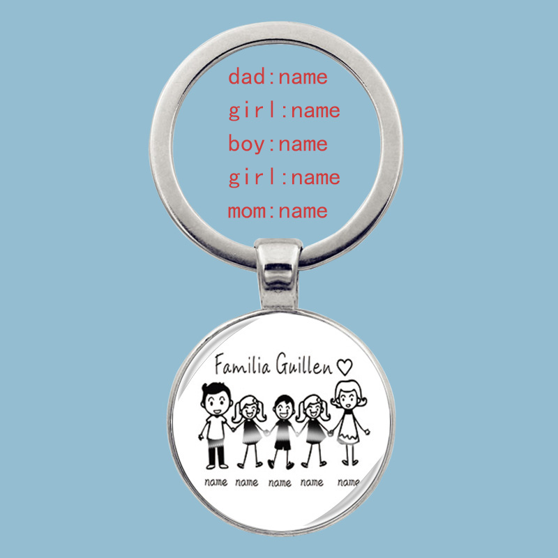 Lindo llavero familiar para siempre familia hermosa llave familiar colgante cumpleaños bautismo evento escolar recuerdos se pueden personalizar: Plata oscura