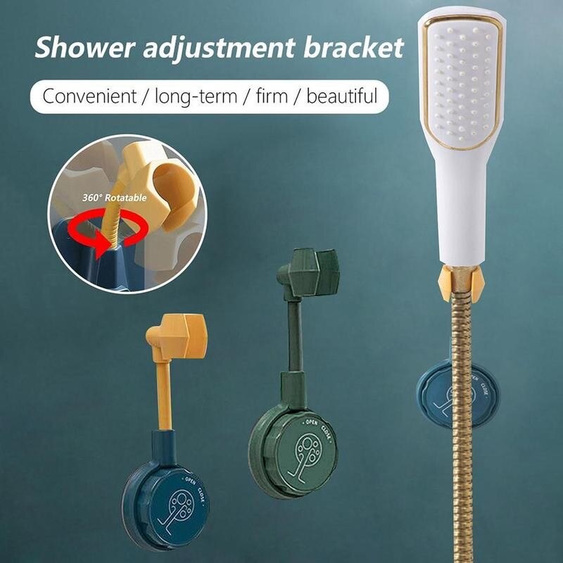 Universal justerbart brusebeslag vægmonteret bruserhovedstøtte badekar tilbehør selvklæbende justerbart brusebeslag
