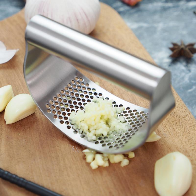 100% Stainless Steel Garlic Press Rocker, Garlic Rocker Crusher Garlic Chopper Mincer Press, Kitchen Garlic Masher