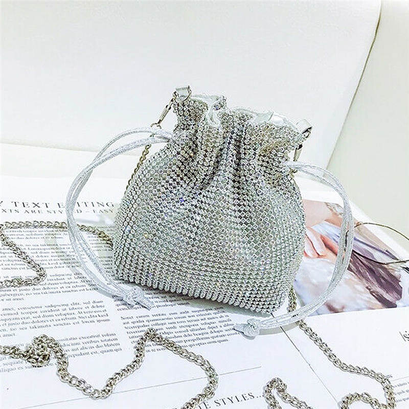 Shinny Rhinestone Decor Mini Handbag Chain Shoulder Bag Crossbody Bag For Women