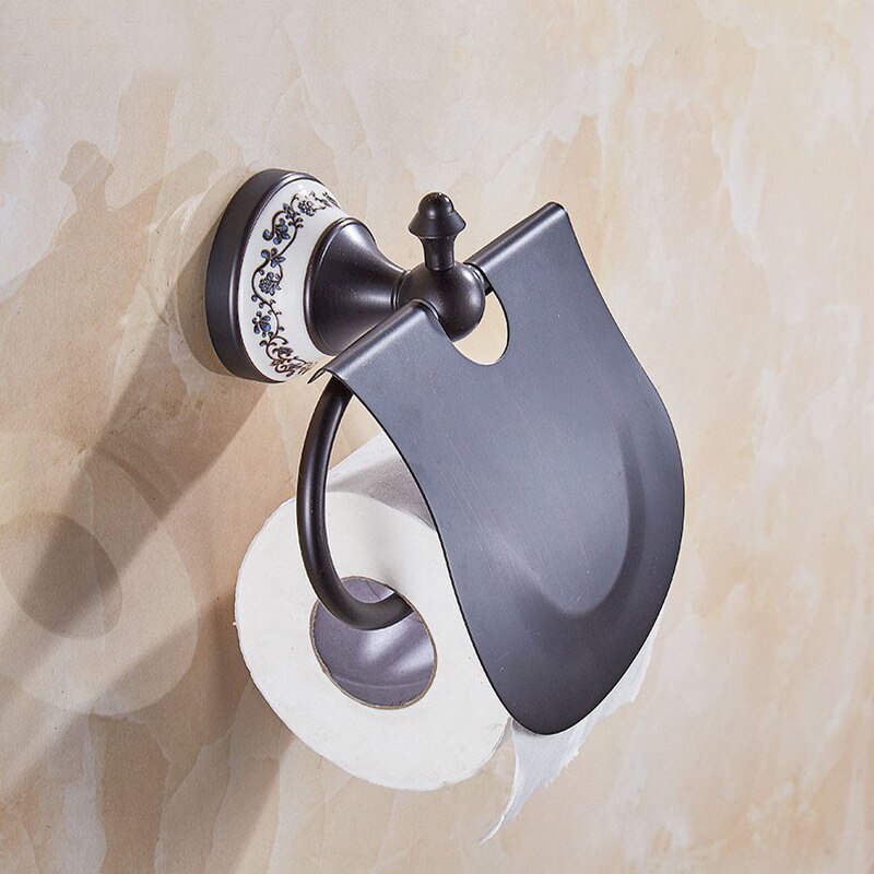 Toilet Paper Holder Porcelain Base Wall Mounted Toilet Tissue Paper Holder Bath Accessory KD750