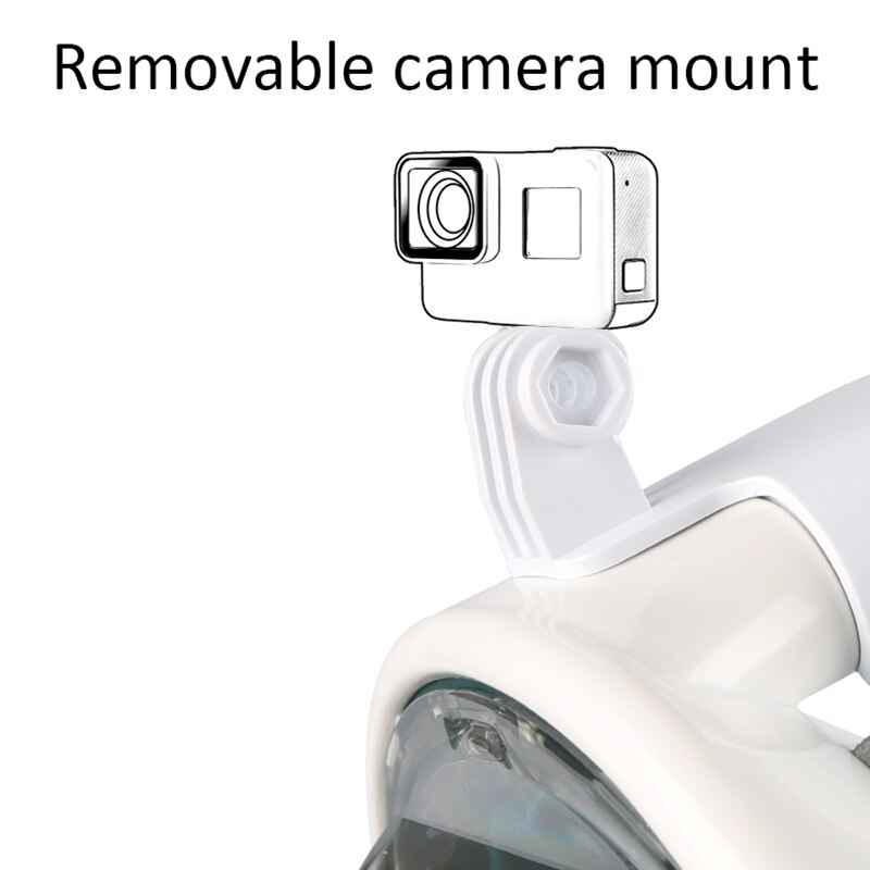 Volledig gezichtsduikmasker, anti-condensbril met camerabevestiging, onderwater snorkel, zwemmasker voor volwassenen en jongeren