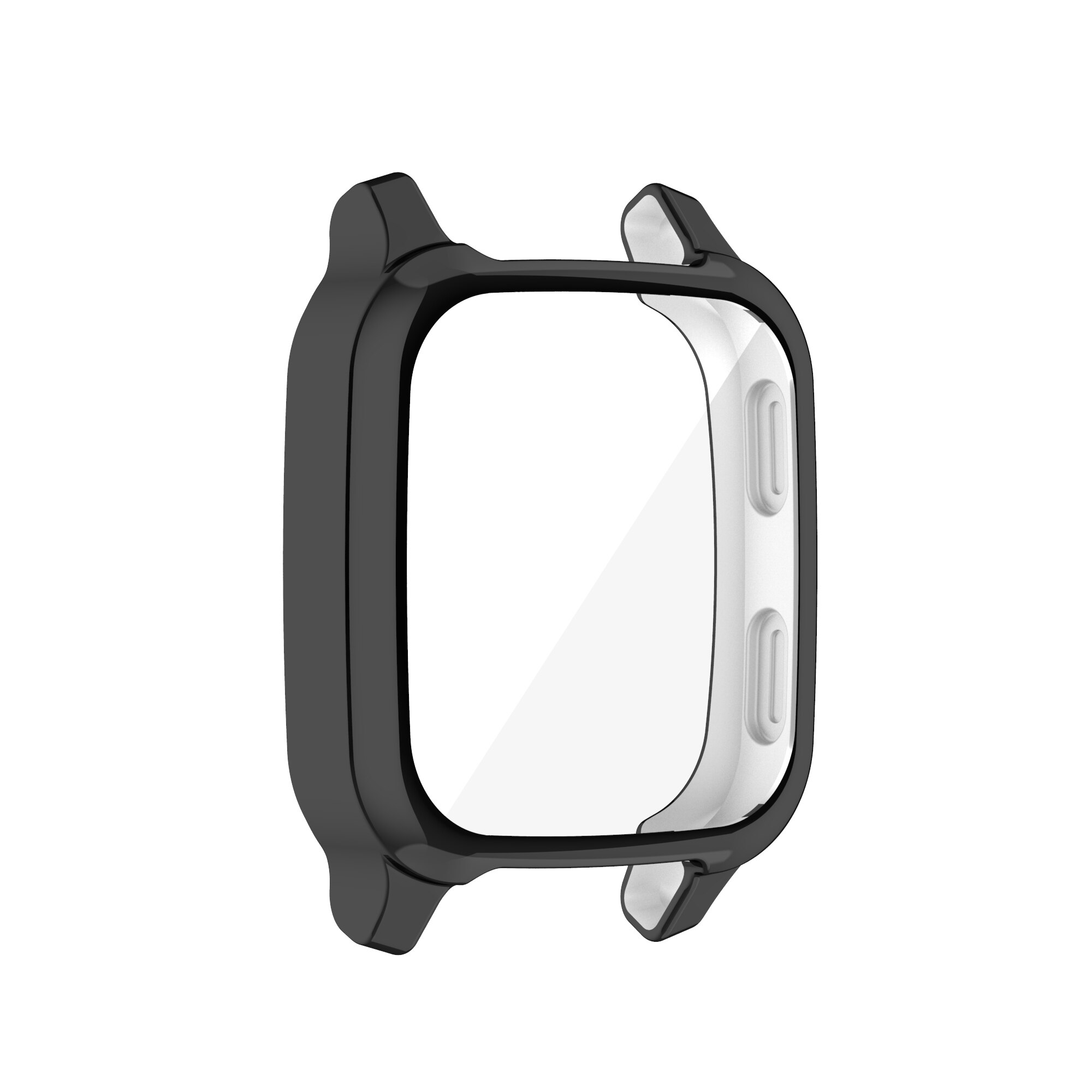 Zenheo Beschermhoes Cover Voor Garmin Venu Sq Soft Tpu Gevallen Voor Garmin Venu Sq Muziek Horloge Full Screen Protector shell: Black