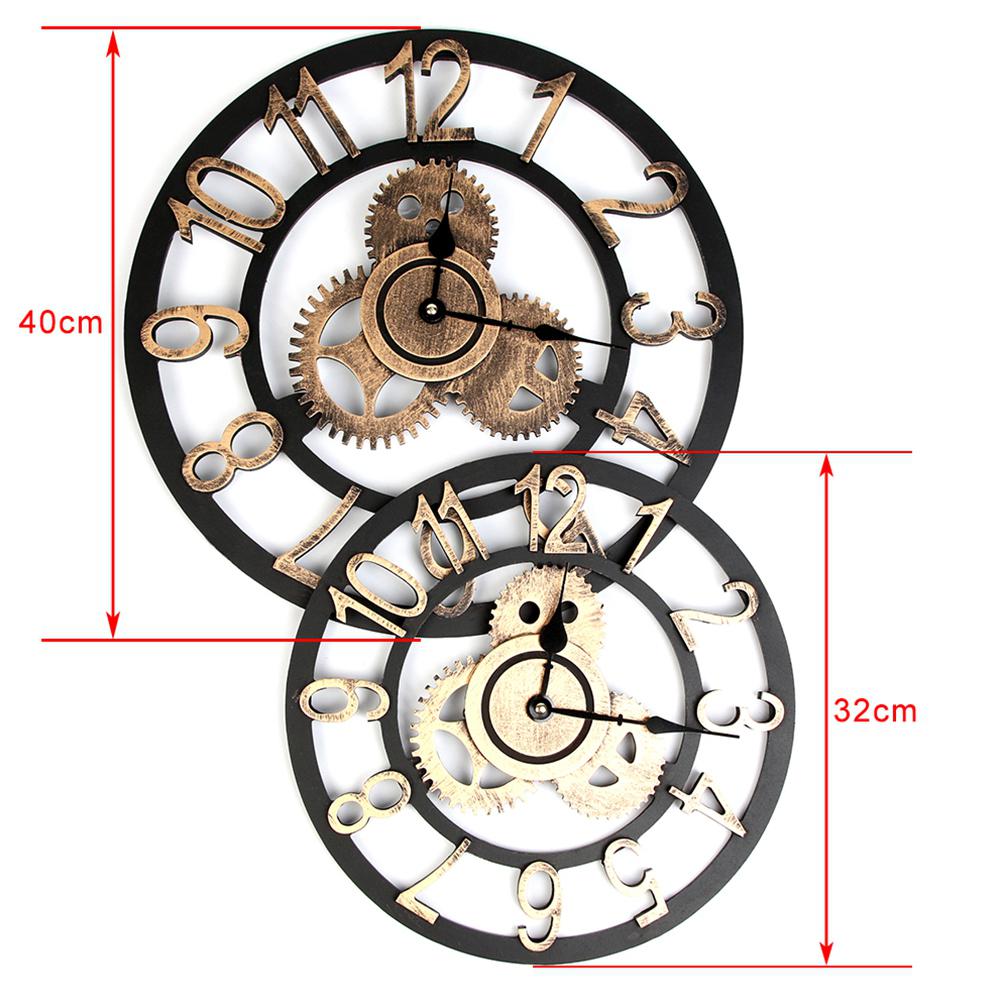 Retro 3d wandklok industriële stijl vintage klok steampunk tandwiel muur romeinse cijfers uurwerk europese stijl huisdecoratie