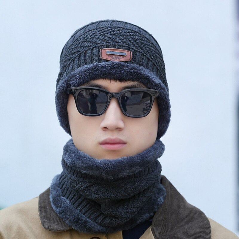2 in 1 Winter Warm Knit Hat Scarf Set Ear Head Neck Cover Snow Ski Beanie Cap Unisex -OPK