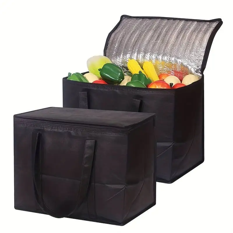 Sacs d'épicerie isolés de grande capacité, sac isotherme souple pliable et réutilisable, léger, sac de de nourriture à emporter et froid