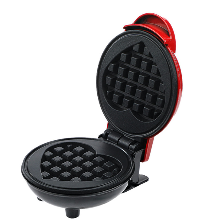 Máquina antiadherente para hacer gofres con forma de corazón para el hogar, Mini máquina para hornear pan de desayuno, 110V y 220V: Negro / 110 V