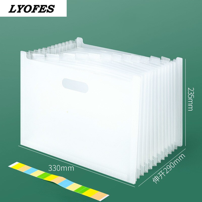 High Capacity A4 File Folder School Document Organiser Envelopes Desk Storage Student Paper Expanding Office Receipt: B-transparent