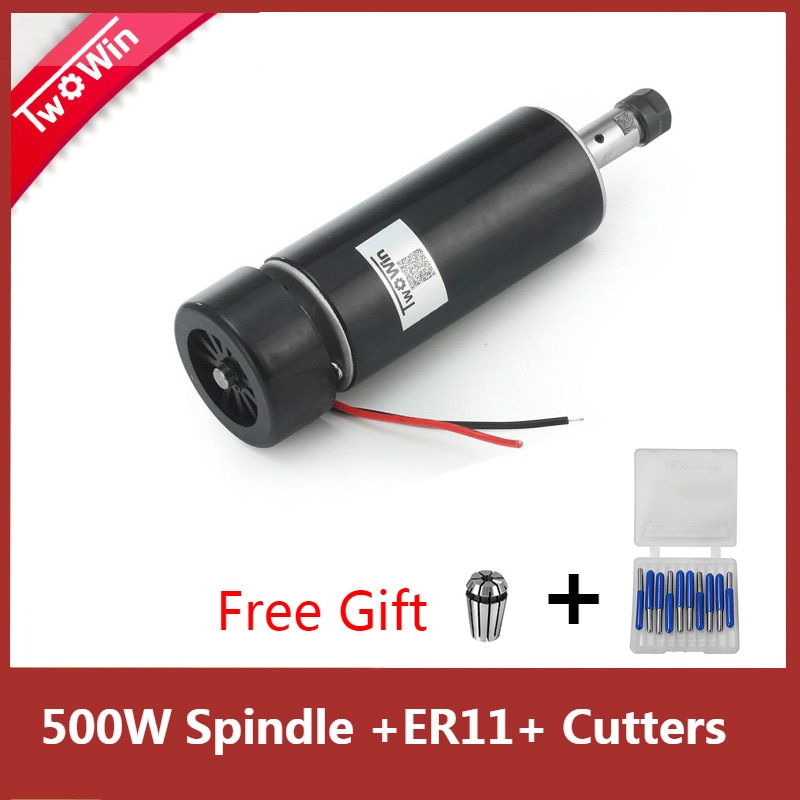 500W CNC Spindle Motor Air Cooling Machine Tool 52MM DC Milling Motor Router Spindle+ER11 Collet +3.175mm Milling Cutters