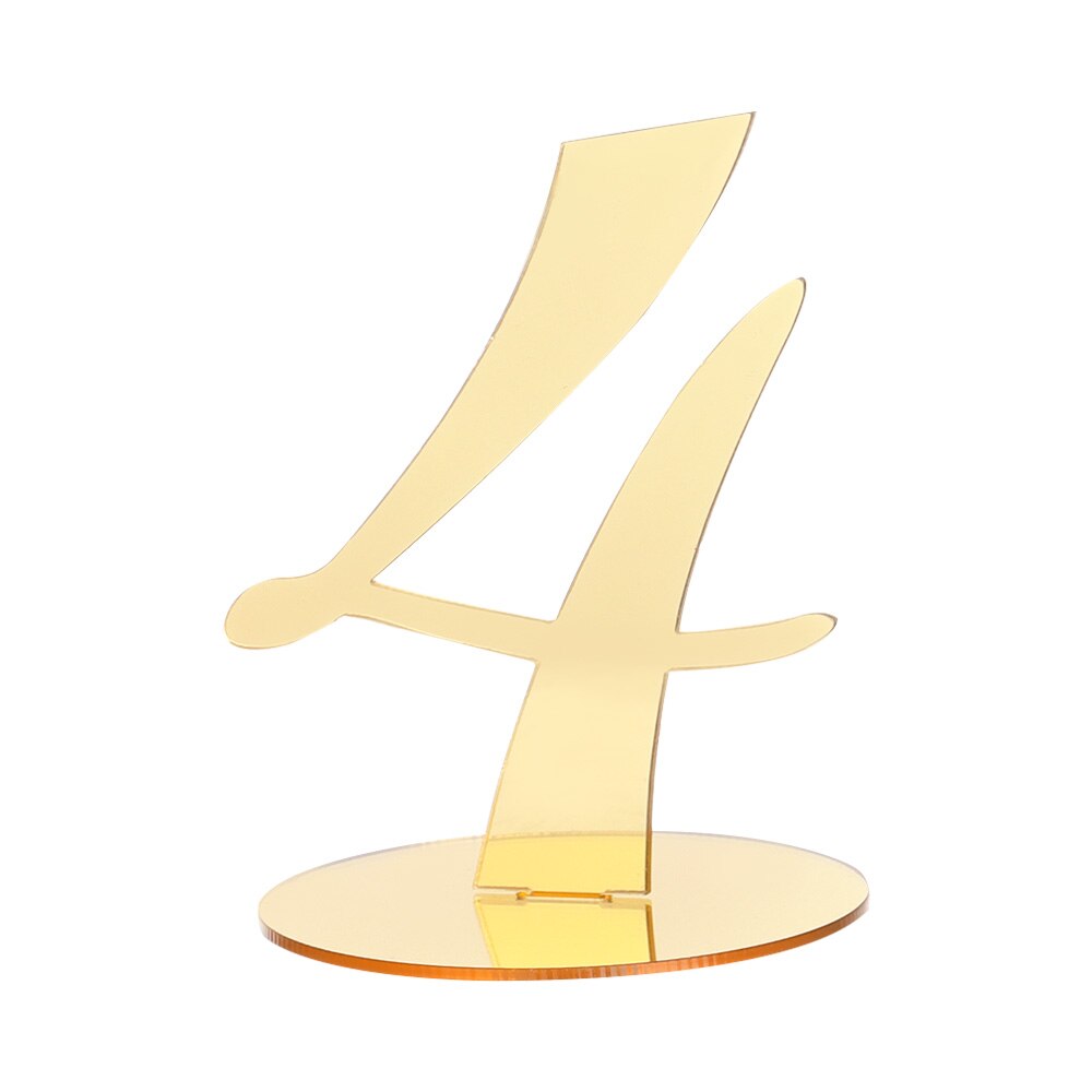 1pc Acrylic Table Numbers DIY Romantic Gold Table Sign Seat Card For Wedding Birthday Party Decoration: 4