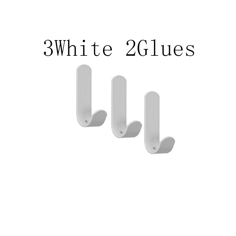 Zwart Wit Gewaad Handdoek Jas Kleding Haak Voor Badkamer Accessoires Roestvrij Hanger Keuken Hardware Muurbevestiging Lijm Geen Boren: White 3PCS