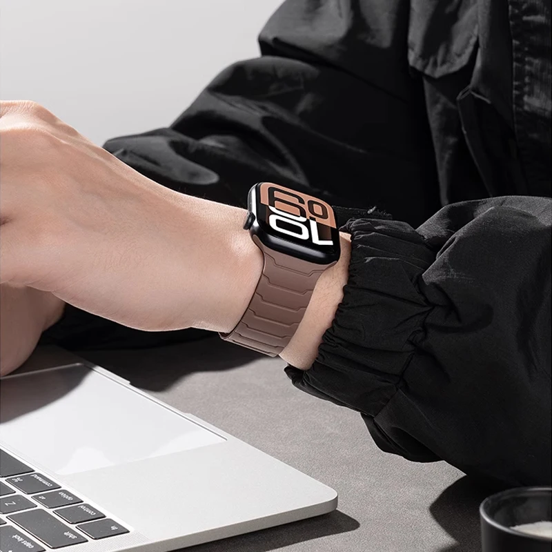 Correa para Apple Watch ultra 2 Band 49mm 45mm 44mm 40mm 42mm 46mm 41mm 38mm pulsera magnética de silicona IWatch Series 10 SE 9 8 7