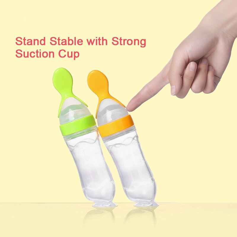 Beeshum 90ml Baby Squeezing Feeding Spoon Safety Silicone Training Baby Bottle Spoon Infant Cereal Food feed Spoon baby gadgets