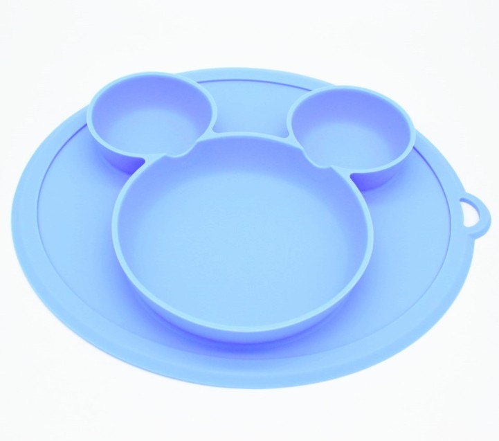 Børns silikoneskål sugeskål børn tallerken baby tallerken baby børn & #39 #39 fodring platos børn bordservice mad tallerken: Søblå