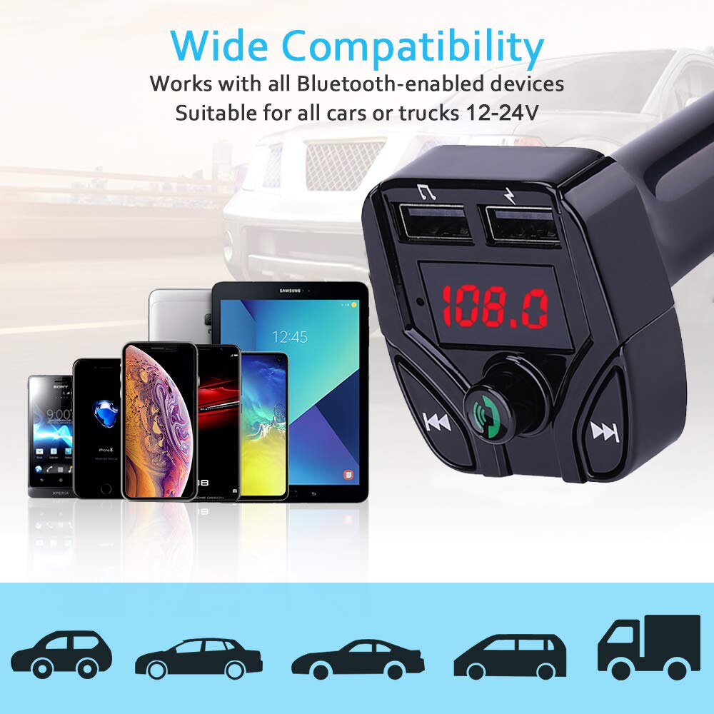 Bluetooth A2DP Handsfree Car Kit Draadloze Fm-zender 3.1A Quick Charge Dual USB Charger LCD TF Card Auto MP3 Speler modulator