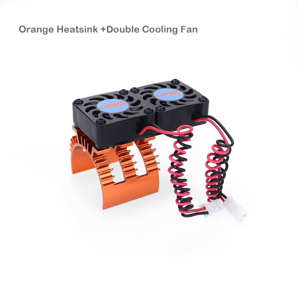 SURPASS HOBBY RC Motor Cooling Fan W/ Heatsink for 1/10 1/8 RC Car 540 550 3650 3660 3670 Motor ESC Cooling Fast RC Car Part: Orange double fan