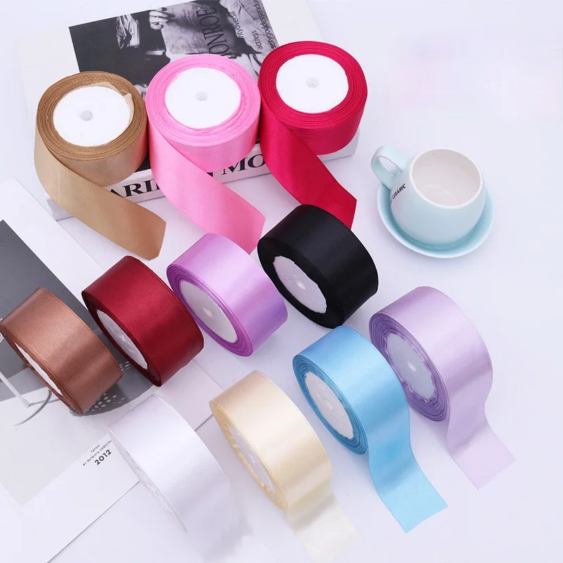 25Yards/Roll 50mm Satin Ribbons Wedding Wrapping Ribbons Bow for DIY Crafts Polyester Christmas Home Decor Accessories Tape