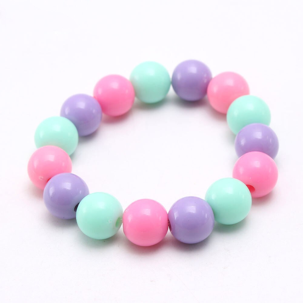 1 pièces/coloré acrylique perles Bracelets filles bébé élastique perlé Bracelets pour fête enfants enfant bijoux