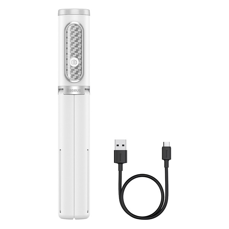 Baseus Selfie Stick Wireless Bluetooth Tripod for phone Extendable Monopod with Bluetooth Remote Mobile Phone Holder Stabilizer: White