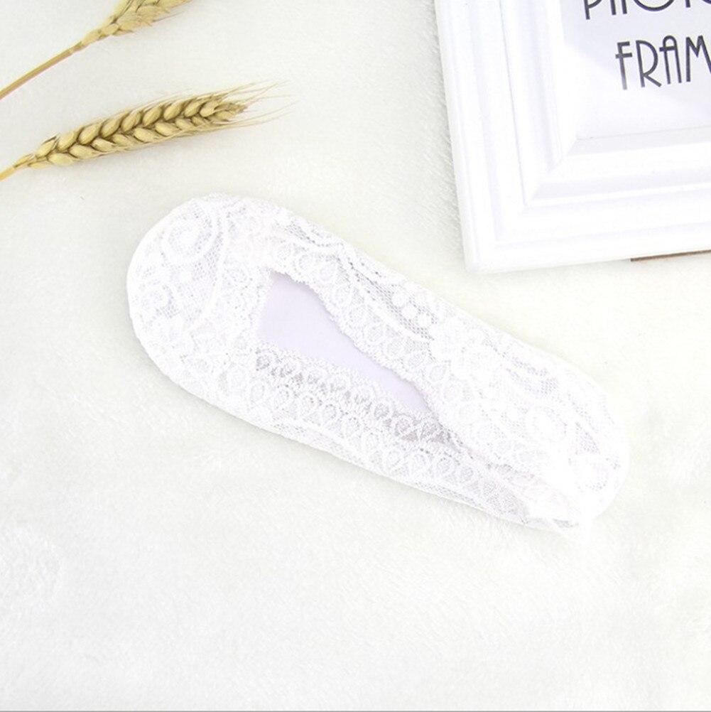 5Pairs Lot Ladies Women Girls Invisible Footsies Lace Sock Slipper Shoe Liner Trainer Ballerina Socks: White