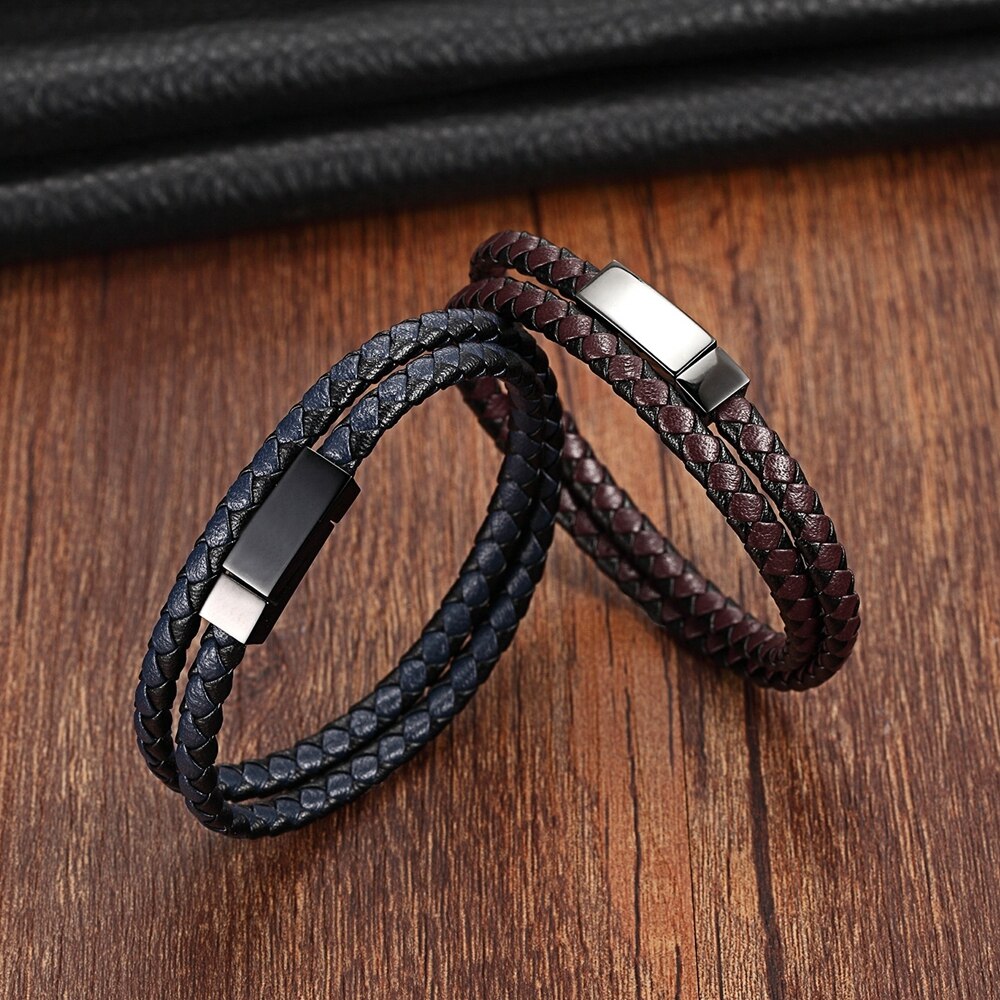 TYO cena hurtowa klasyczny skórzany bransoletka dla mężczyzn ręcznie urok biżuteria wielowarstwowe zapięcie magnetyczne Wykonany ręcznie prezent dla fajnych chłopców