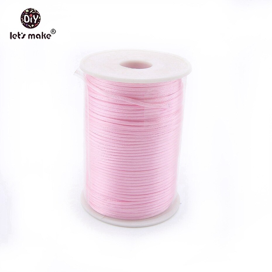 Lad os lave stærke flettet satin nylon snor reb diy gør fund perler tråd 2mm snor til tænder sensoriske beaded legetøj: Lyserød