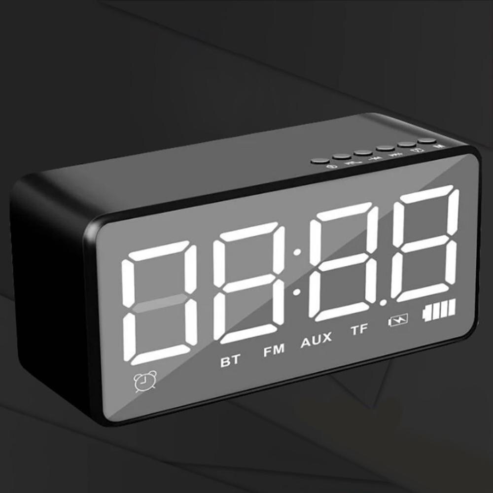 Home Alarm Clock Wireless Bluetooth Stereo Clock Card Portable Mirror Small Speaker USB Charge TF Card AUX Playing FM Radio CD