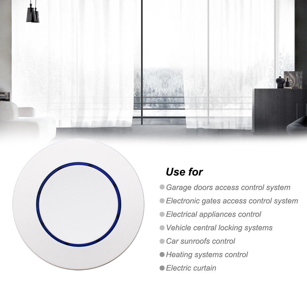 Round Shape 1 CH Button RF Transmitter Wireless Remote Control 433 MHz EV1527 Roundness Remote Key Sticky Wall Panel