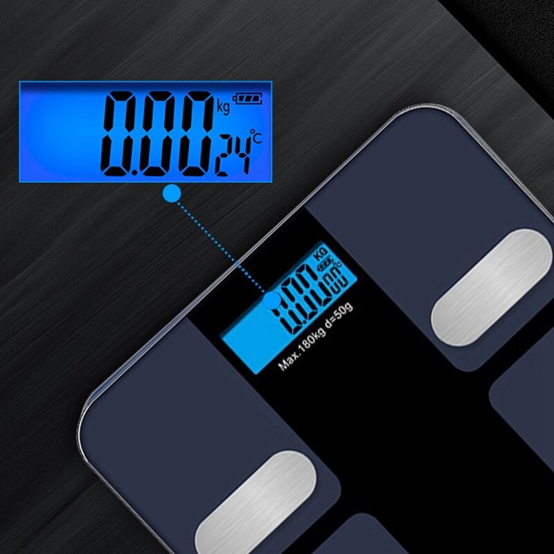 Báscula corporal Electrónica inteligente, balanza de baño con pantalla LCD, aplicación Bluetooth para Android o IOS, Digital, peso corporal