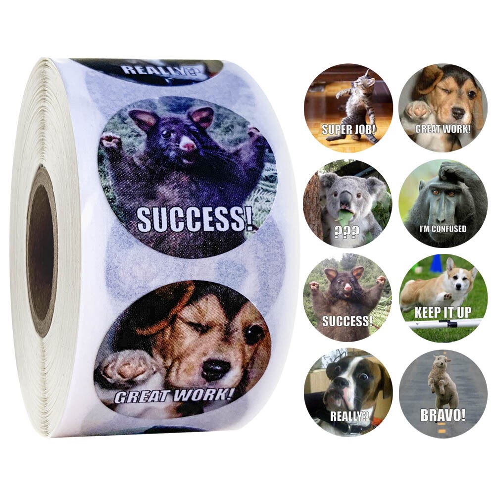 500Pcs Cute Animal Stickers Beloning Kids Grappige Kat Hond Stickers Voor Pakket Labels Cool Skateboard Stickers Laptop Voor Kid speelgoed: 500pcs B