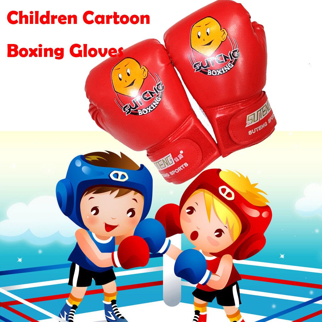 Kick Boxing Gloves PU Karate Muay Thai Guantes De Boxeo Free Fight Sanda Training Kids Age 3-12 Punching Bag Sparring Traing S6