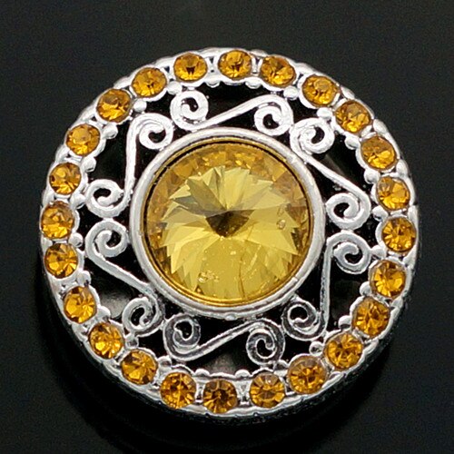 KZ2079 Mode Schoonheid Strass Holle Patroon 18Mm Snap Knoppen Fit Snap Armband Snap Sieraden: yellow