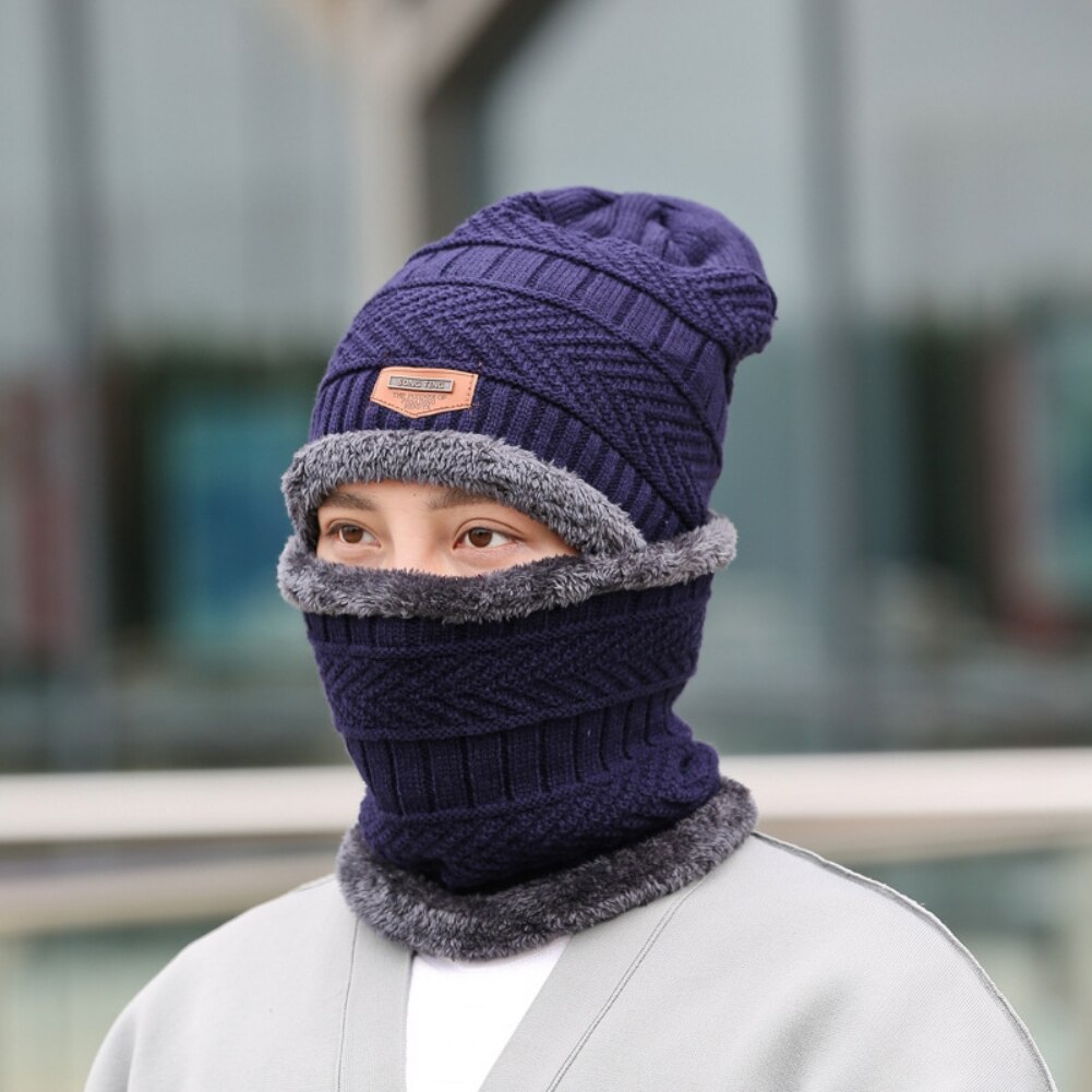 Conjunto de gorro y bufanda de esquí para hombre y mujer, gorros térmicos de punto, gorros de invierno