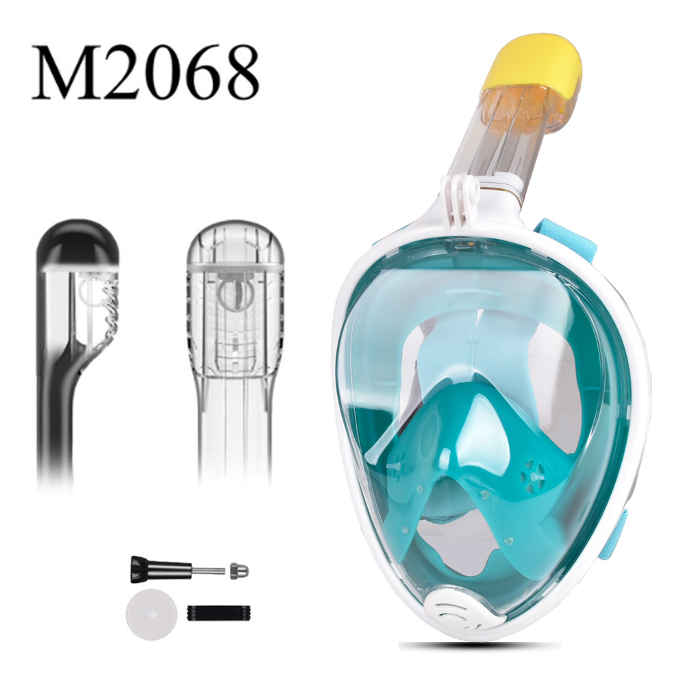 Full Face Snorkeling Mask Set Diving Underwater Swimming Mask Training Scuba Mergulho Diving Mask For Gopro Camera: M2068 Green / S/M