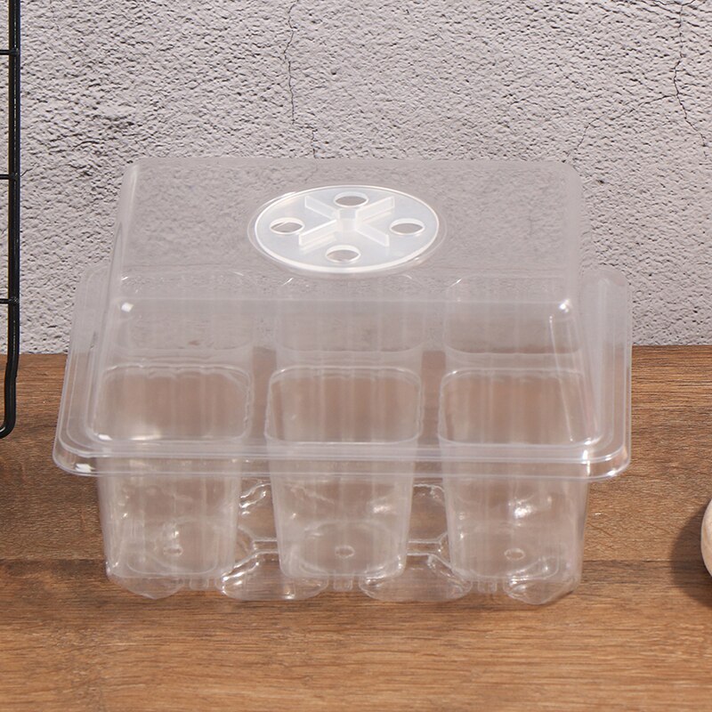 6 Cells Hole Plant Seeds Grow Box gardening hydroponics systems Tray Insert Propagation Seeding Nursery Pot garden indoor: Clear