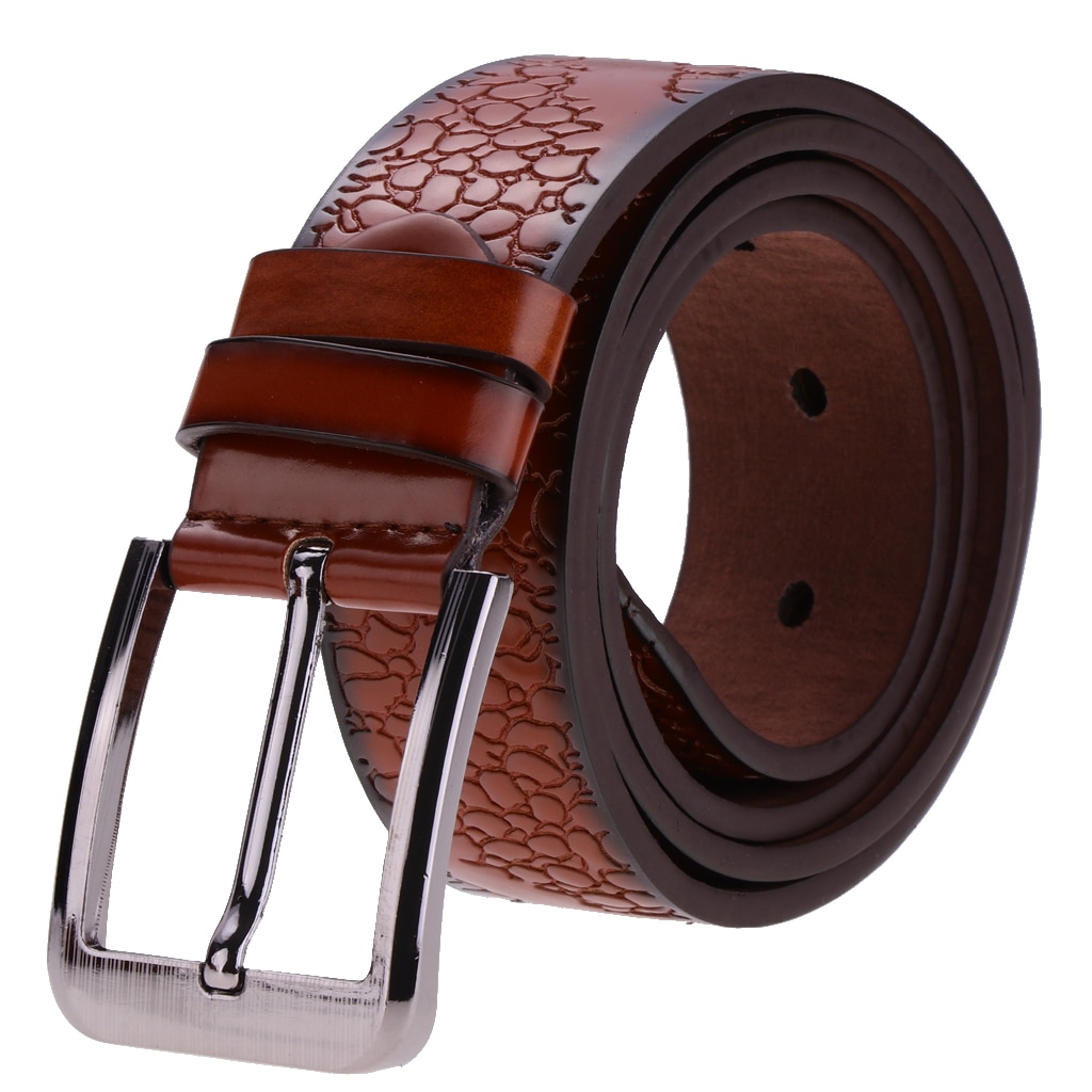 Mens Leather Belt Waist Strap Belt Pin Alloy Buckle Trousers Belt