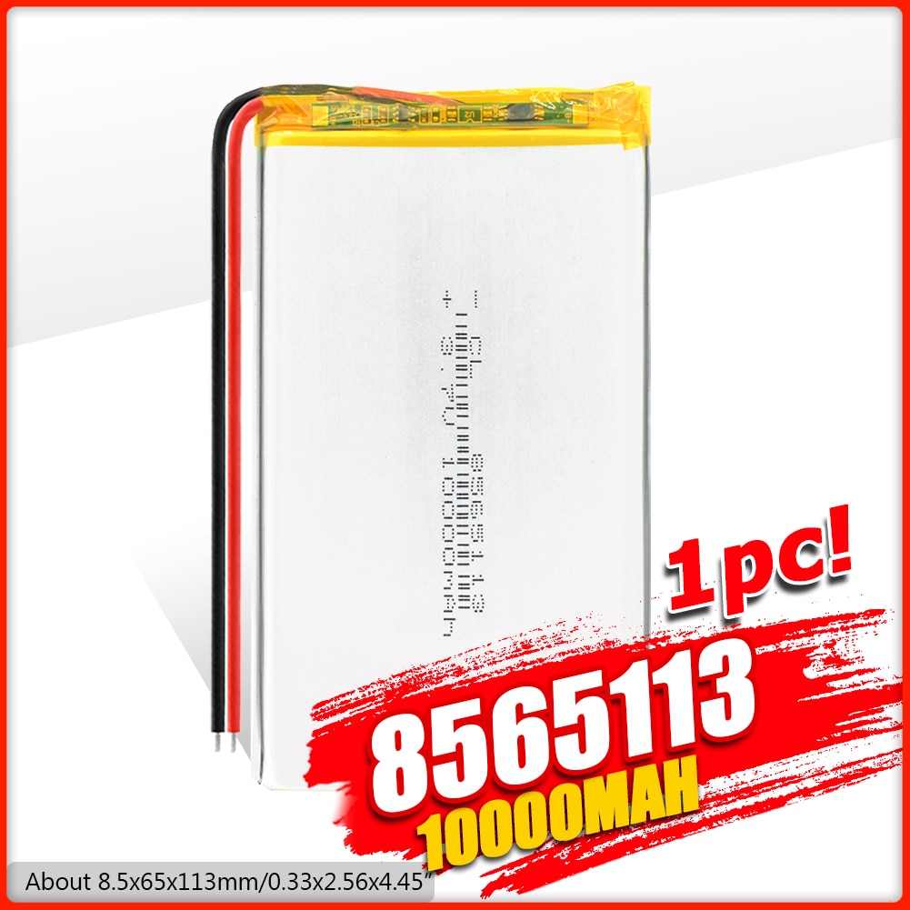 3.7V polymer lithium battery 10000mah 8565113 mobile power charging treasure DIY rechargeable For MP4 GPS Tablet MID Power Bank